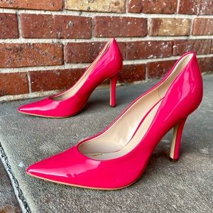 Guess Glossy Dark Pink Patent Leather High Heel Pumps Shoes Sz 8.5 Barbie